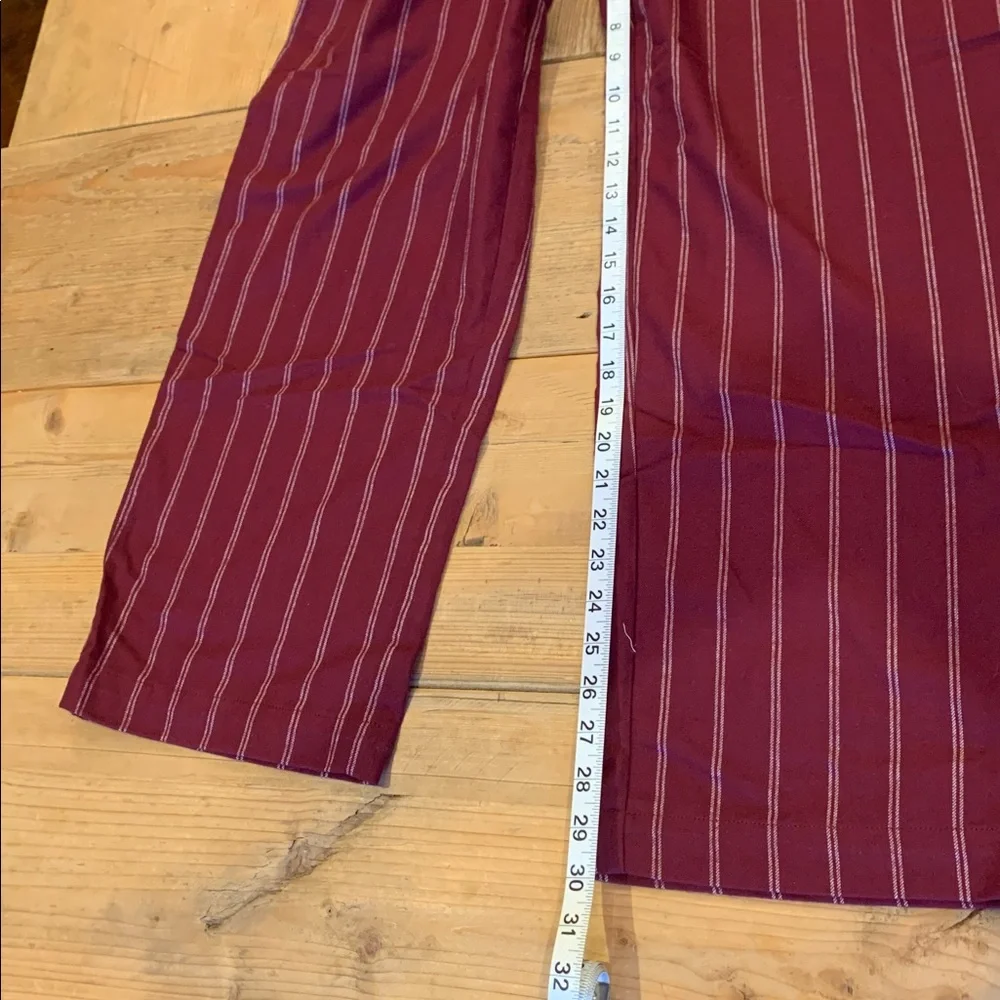 Gap Flannel PJ Pants Med Purple Burgundy‎ With Stripe Elastic Waist Side Pockets